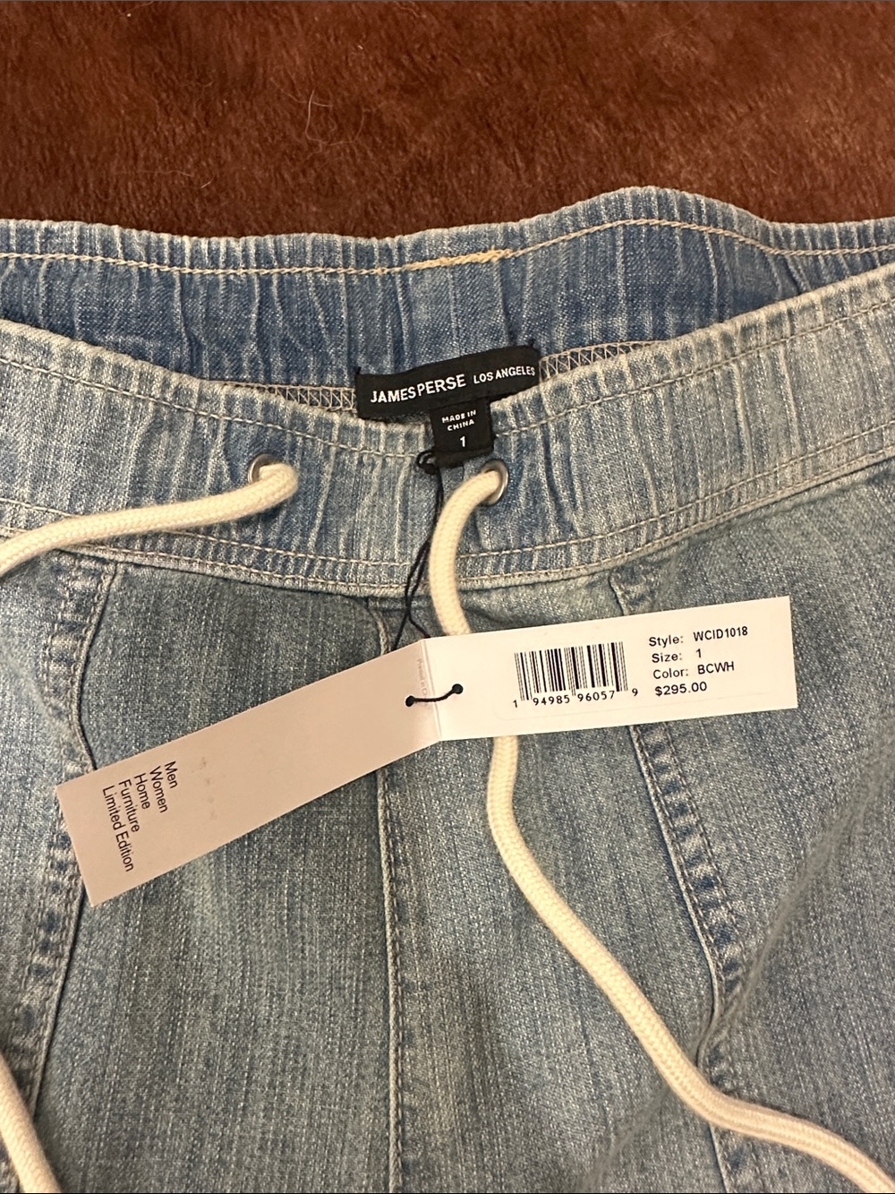 James Perse Light Blue Denim Drawstring Pants - Picture 3 of 3